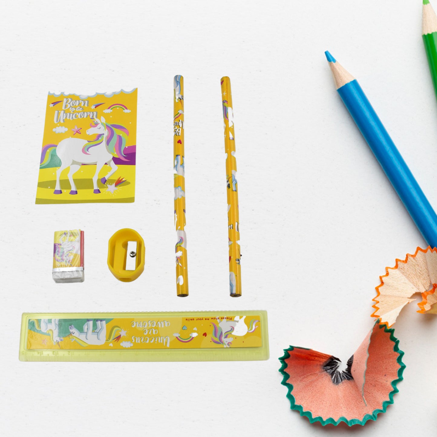 6 Pc Set Stationary Set Including Pencil Ruler Rubber Pencil Sharpener  School Office Product Gift - Happy Price - Image 5