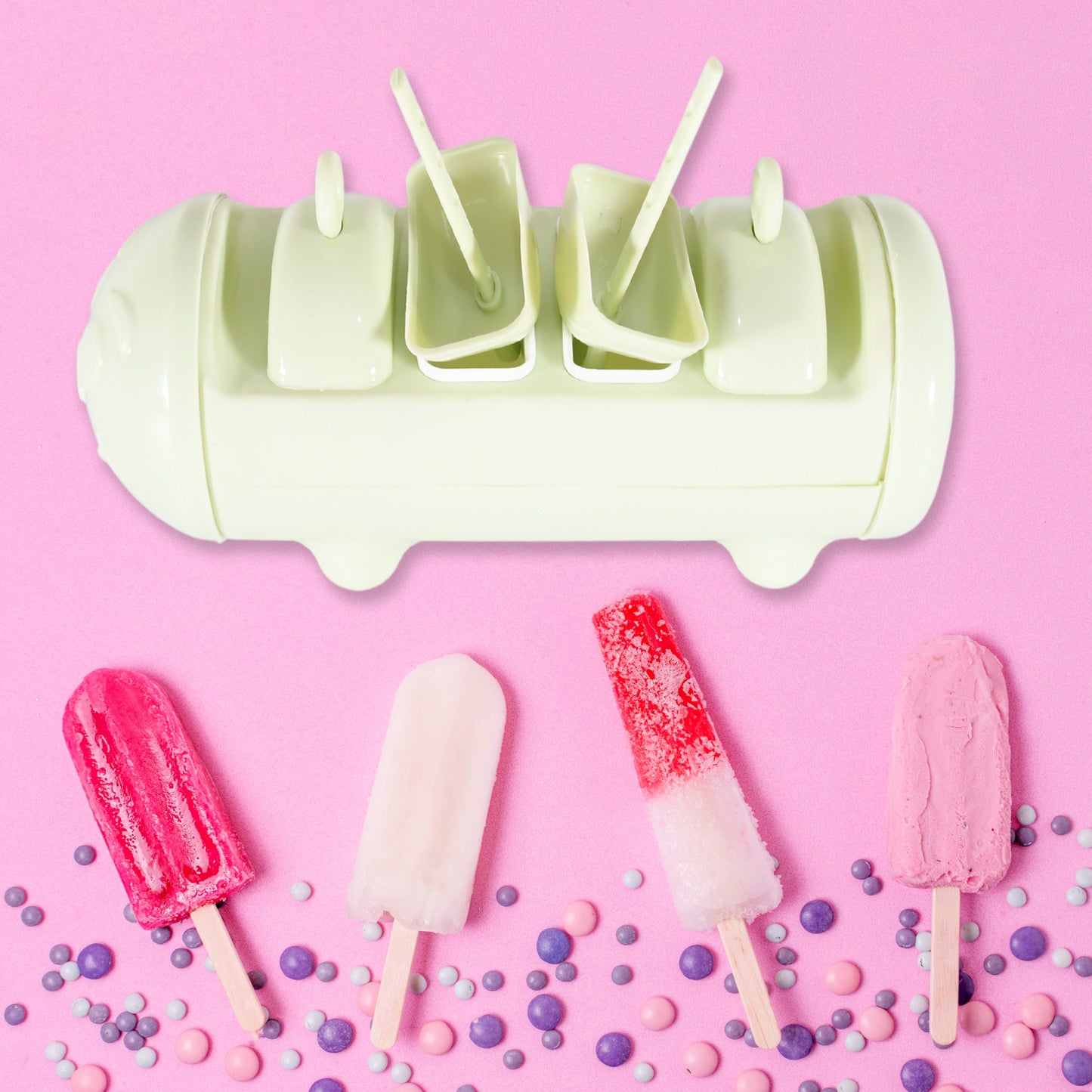 Cartoon Shape Mold Ice Candy Popsicle Mold Ice Plastic Ice Candy Maker Kulfi Maker Molds Set With 4 Cups (1 Pc  Multicolor) - Happy Price - Image 4