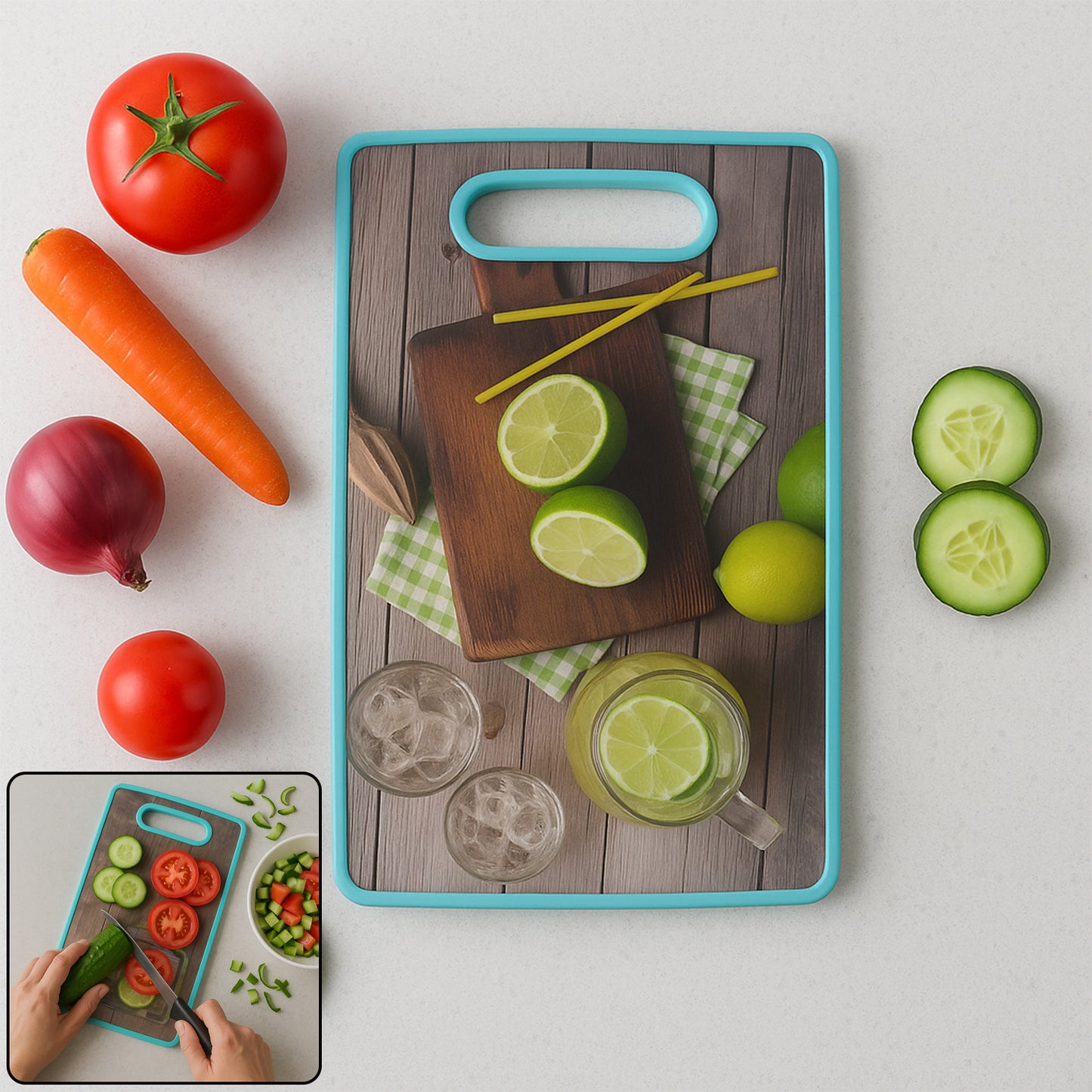 Multipurpose Kitchen Cutting Board with Handle - 36x23 cm - Happy Price - Image 7