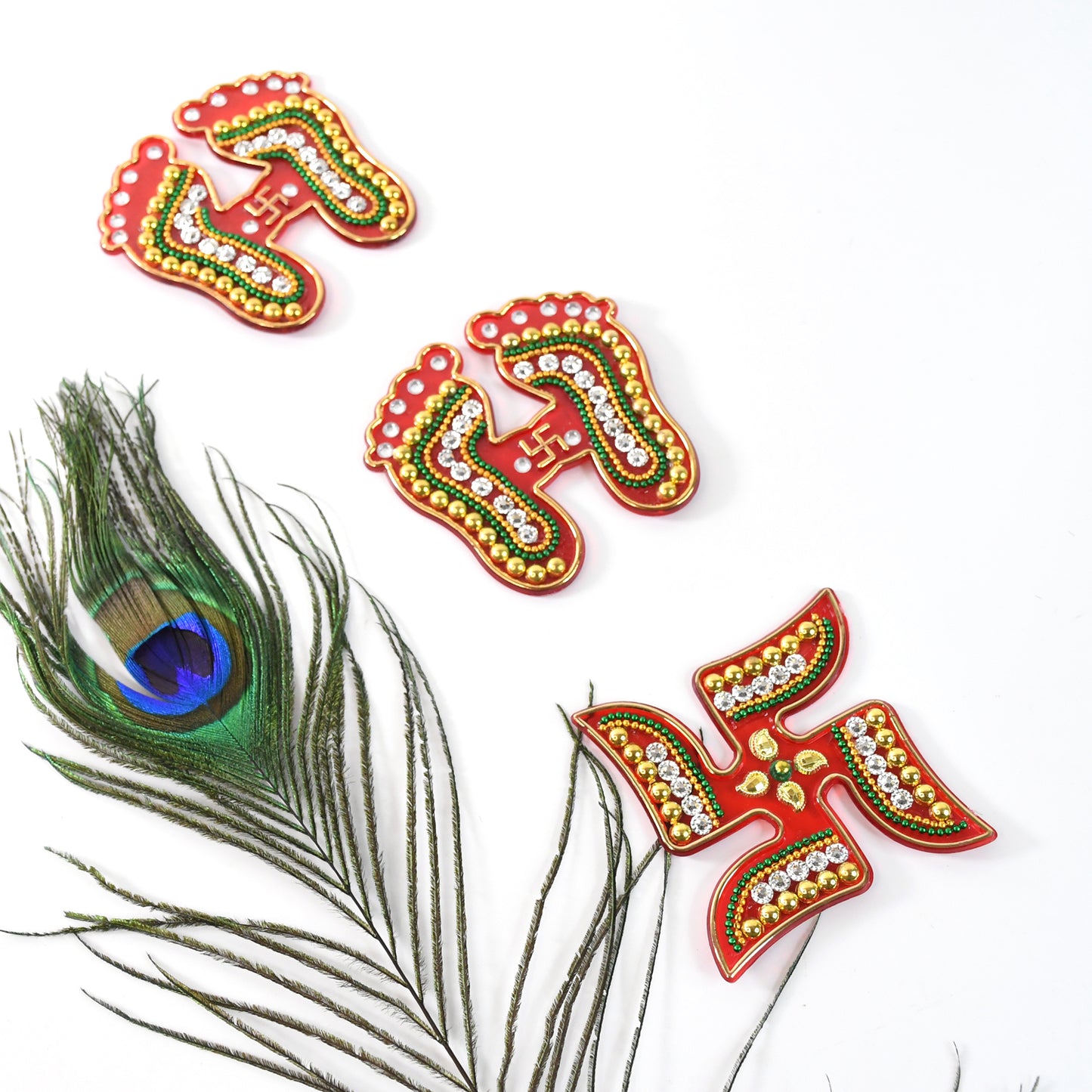 Decorative Laxmi Charan (Pagla)  Swastik Combo Set (3pc Set) - Happy Price - Image 5