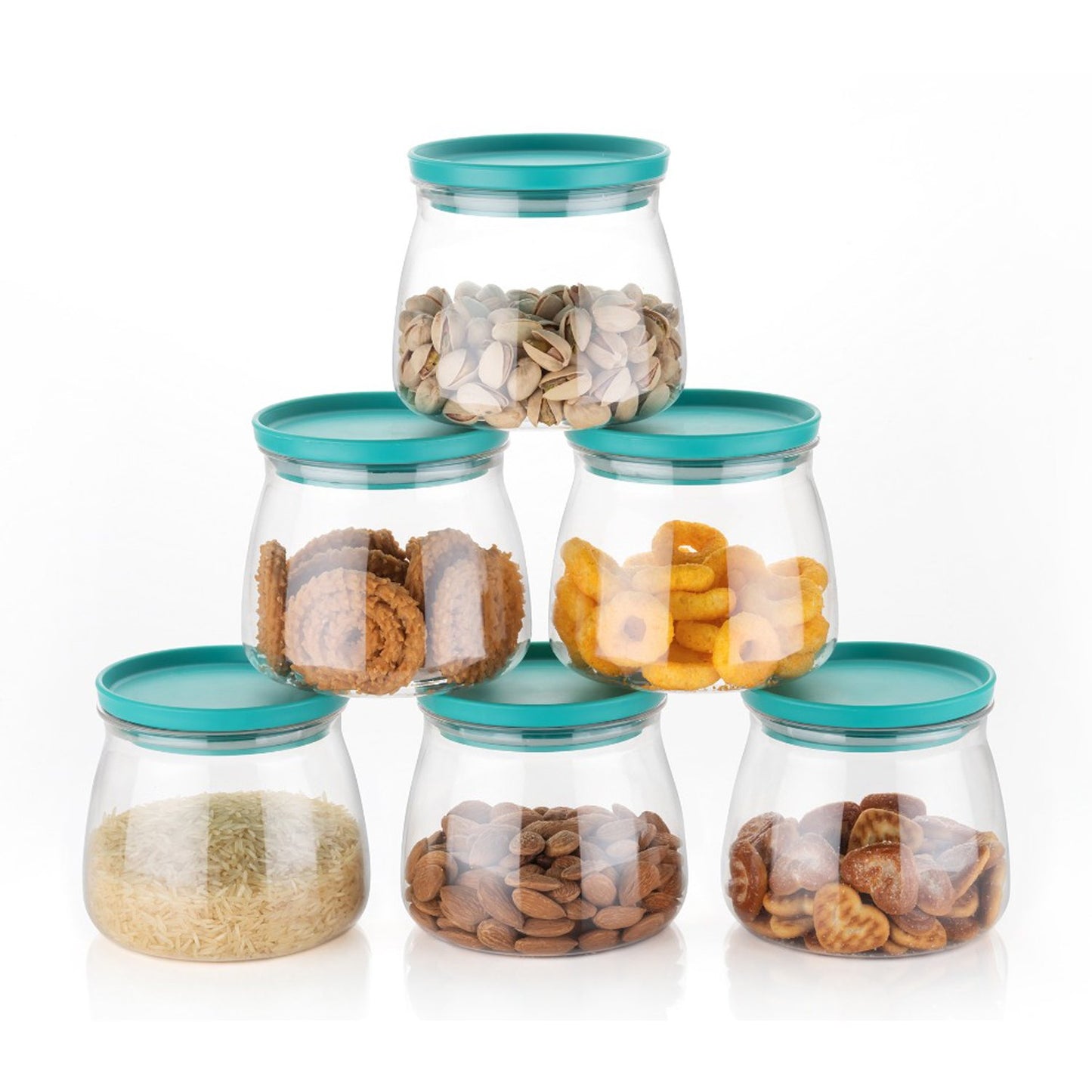 Matka Shaped Jar With Air Tight  Leak Proof Lid (Multicolour) (Set Of 6) (900ml) - Happy Price - Image 6
