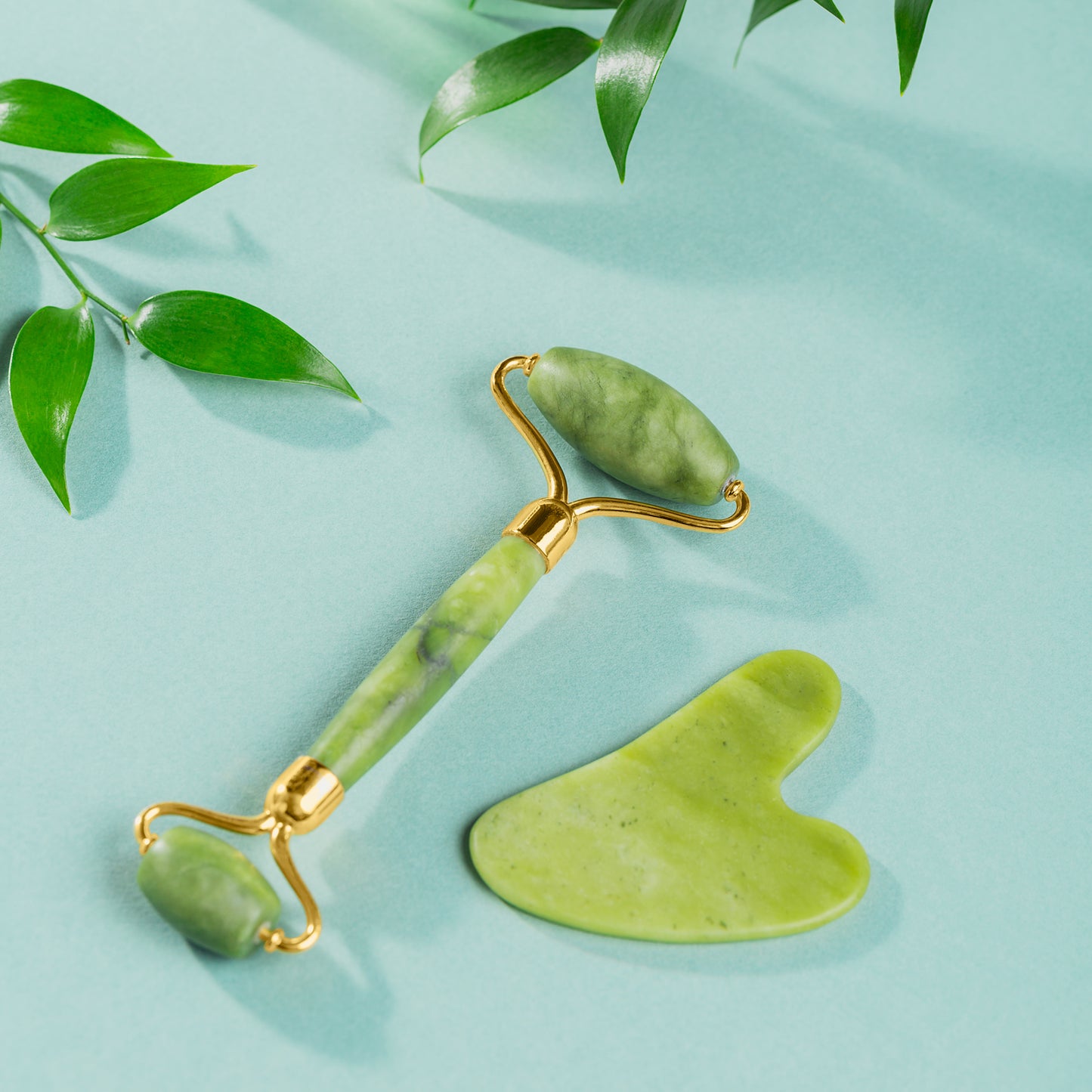 Gua Sha Stone And Anti Aging Jade Roller Massager For Face Massage Natural Face Skincare Massager  Face Roller Massager For Women  Face Shaper Jade Roller And Gua Sha Set For Glowing Skin - Happy Price - Image 2