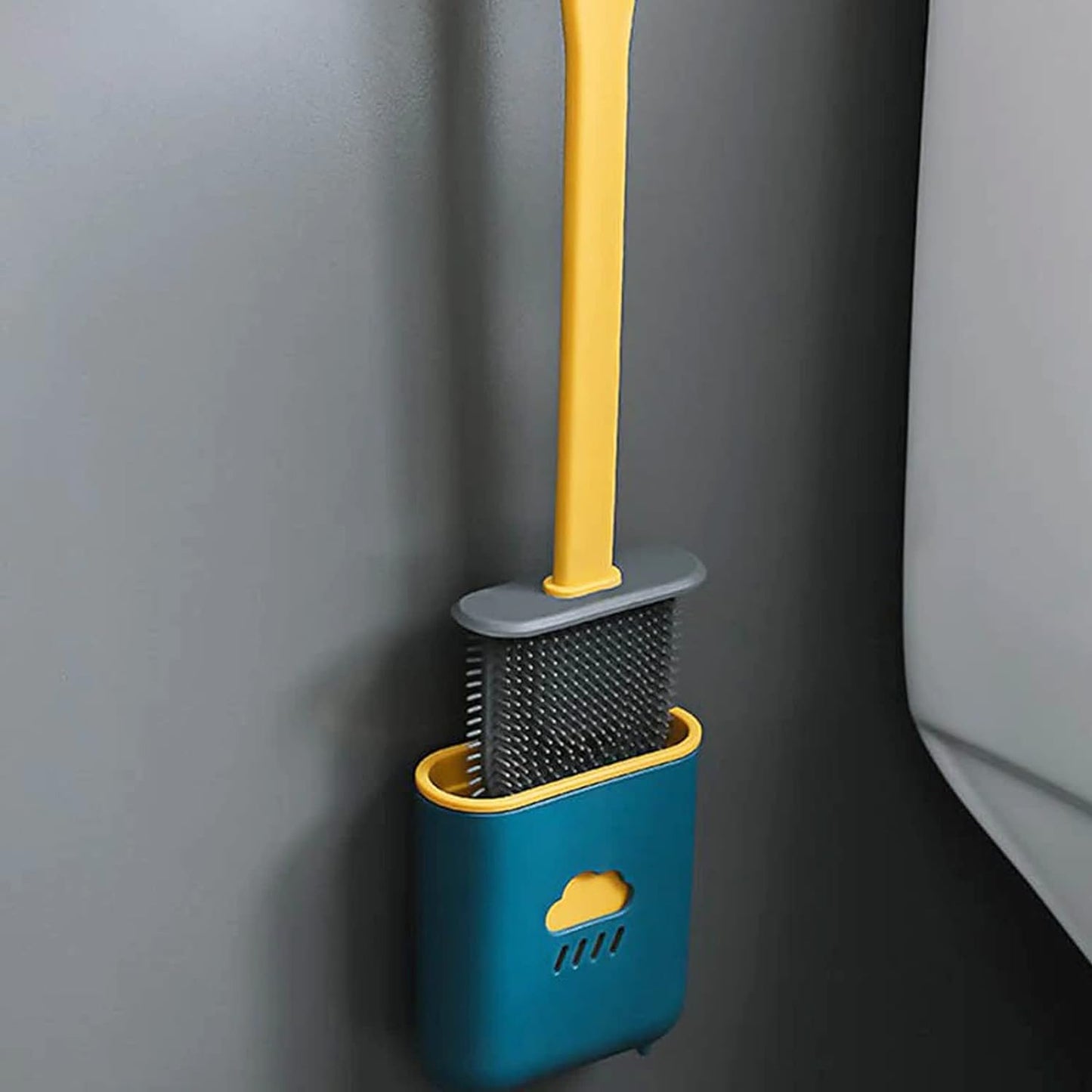 Silicone Toilet Brush Flexible Soft Bristle Brush With Quick Dry Holder Cleaning Brush For Toilet Accessories ( Without Sticker  Box ) - Happy Price - Image 3
