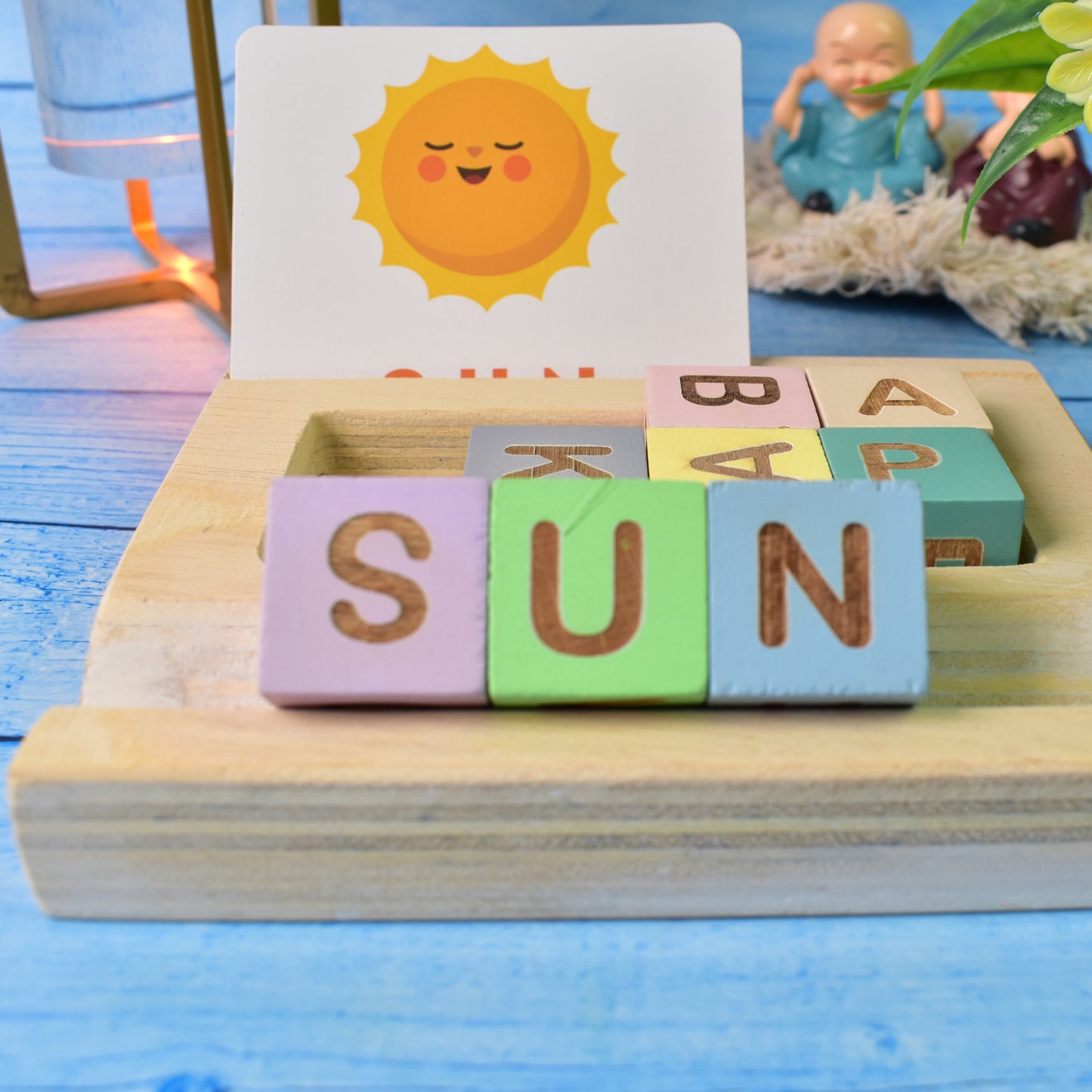 Alphabet Puzzle Spelling  Reading Words (26 Flash Cards  8 Woodenblock) - Happy Price - Image 6