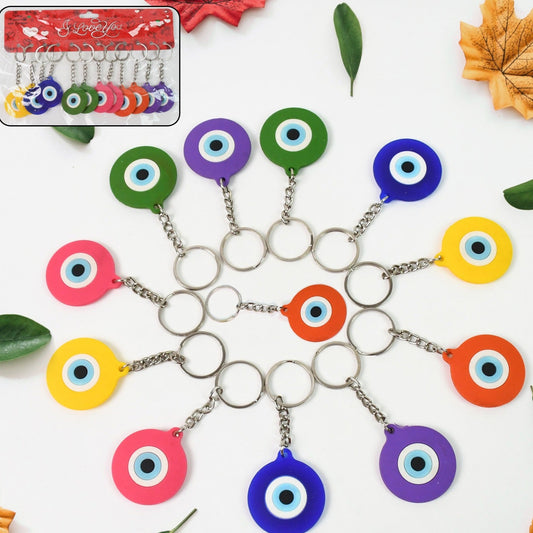 Evil Eye Rubber  Silicone Keychain (12 Pcs Set  Mix Color) - Happy Price - Image 1