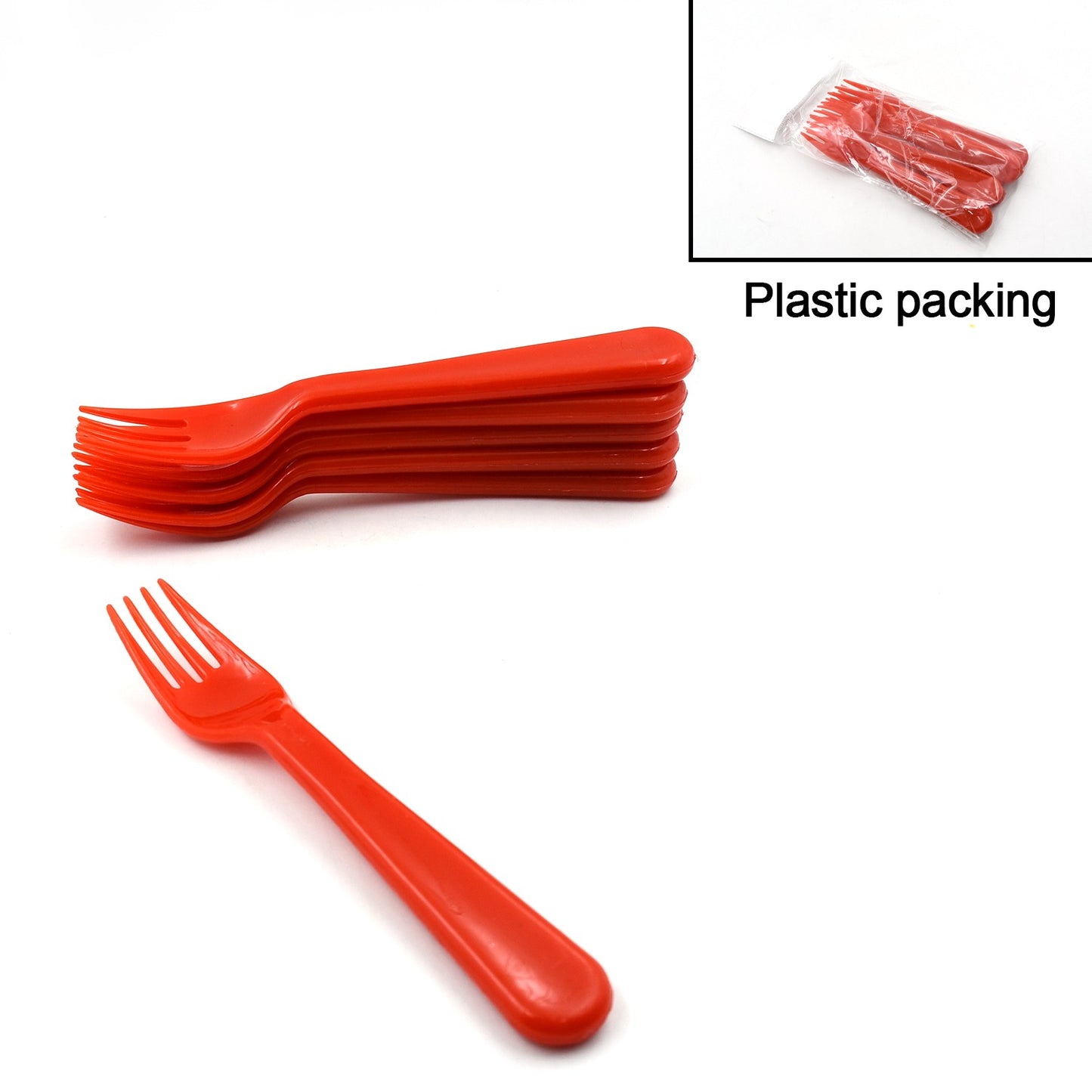 Plastic Fork Spoon Fork Spoon Set Fruit Fork Spoon Set  Baby Fork Spoonvegetable Fork Spoon Plastic Salad Spoon Dessert Spoon (6pc Set) - Happy Price - Image 3