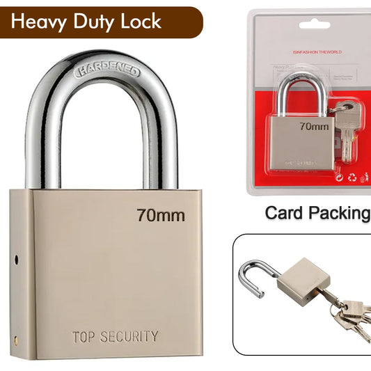 Heavy Steel Premium Square Padlock 70mm With 4 Keys  Multipurpose Hardened Shackle Padlock For Door Gate Shutter And Home - Happy Price - Image 1