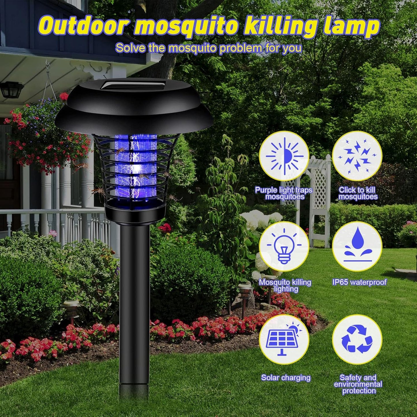 Medium Garden Solar Powered Led Mosquito Trap  Bug Zapper (1 Pc) - Happy Price - Image 7