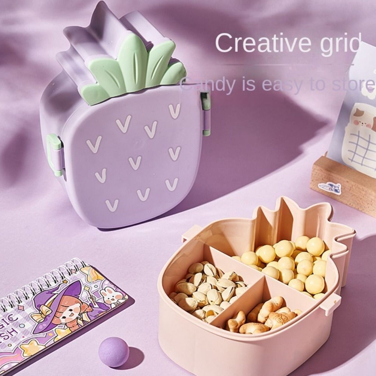 Kids Lunch Box Cute Pineapple Shaped Bento Box With Fork Spoon Snack Candy Container Microwave Portable Office Lunch Box (1 Pc  With Spoon  Fork) - Happy Price - Image 6
