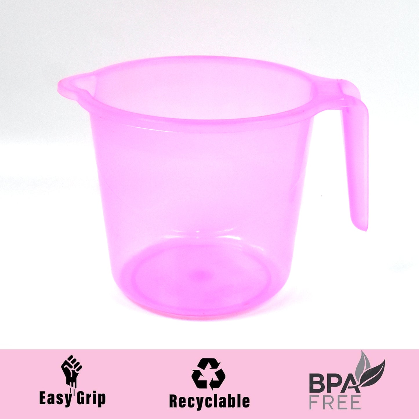 Plastic Round Transparent Bath Water Mug (5 Pc  Mix Colour  1200 Ml) - Happy Price - Image 7