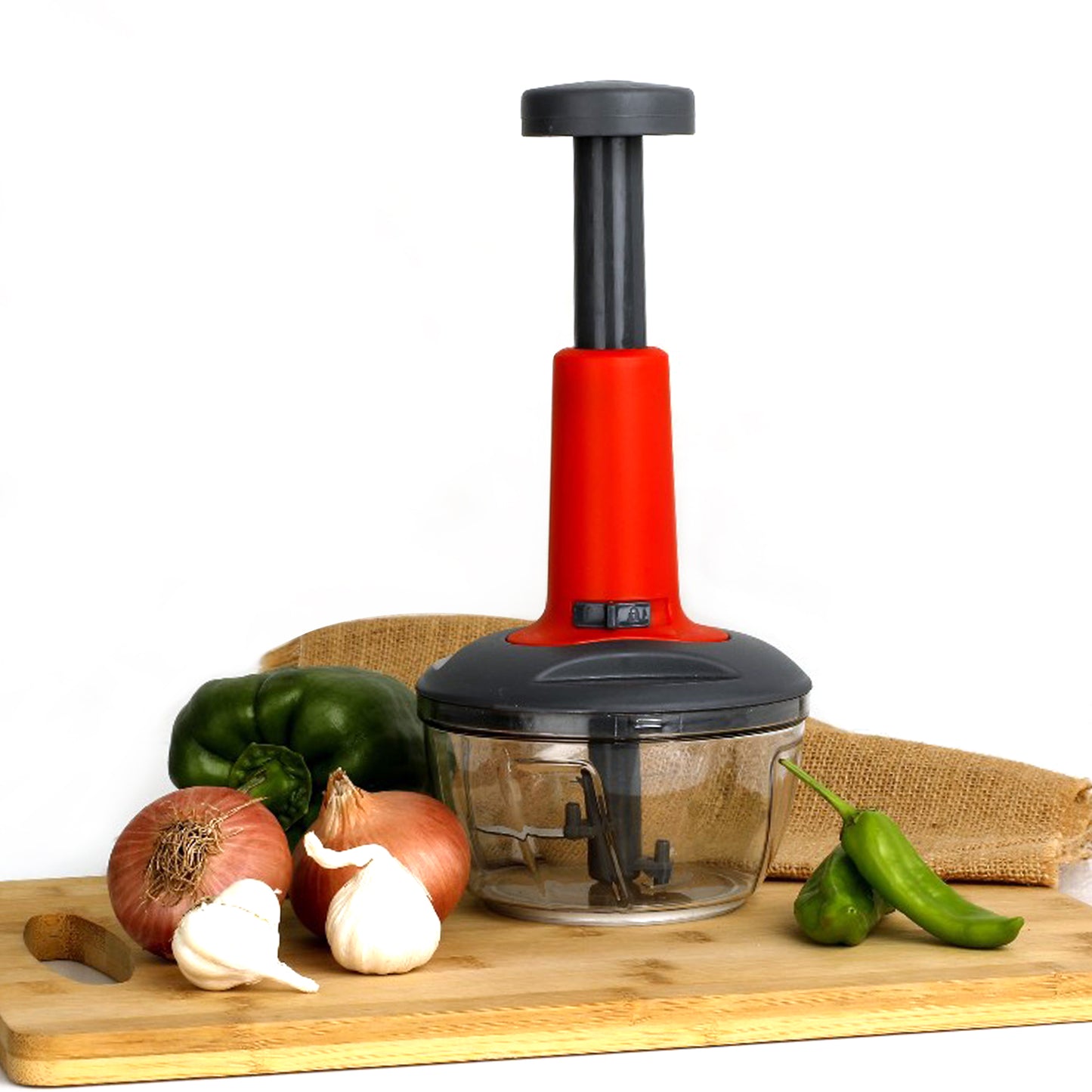 Matte Finish Manual Hand Press Chopper For Kitchen Mini Handy  Compact Chopper With 3 Blades For Effortlessly Chopping Vegetables  Fruits For Your Kitchen. - Happy Price - Image 2