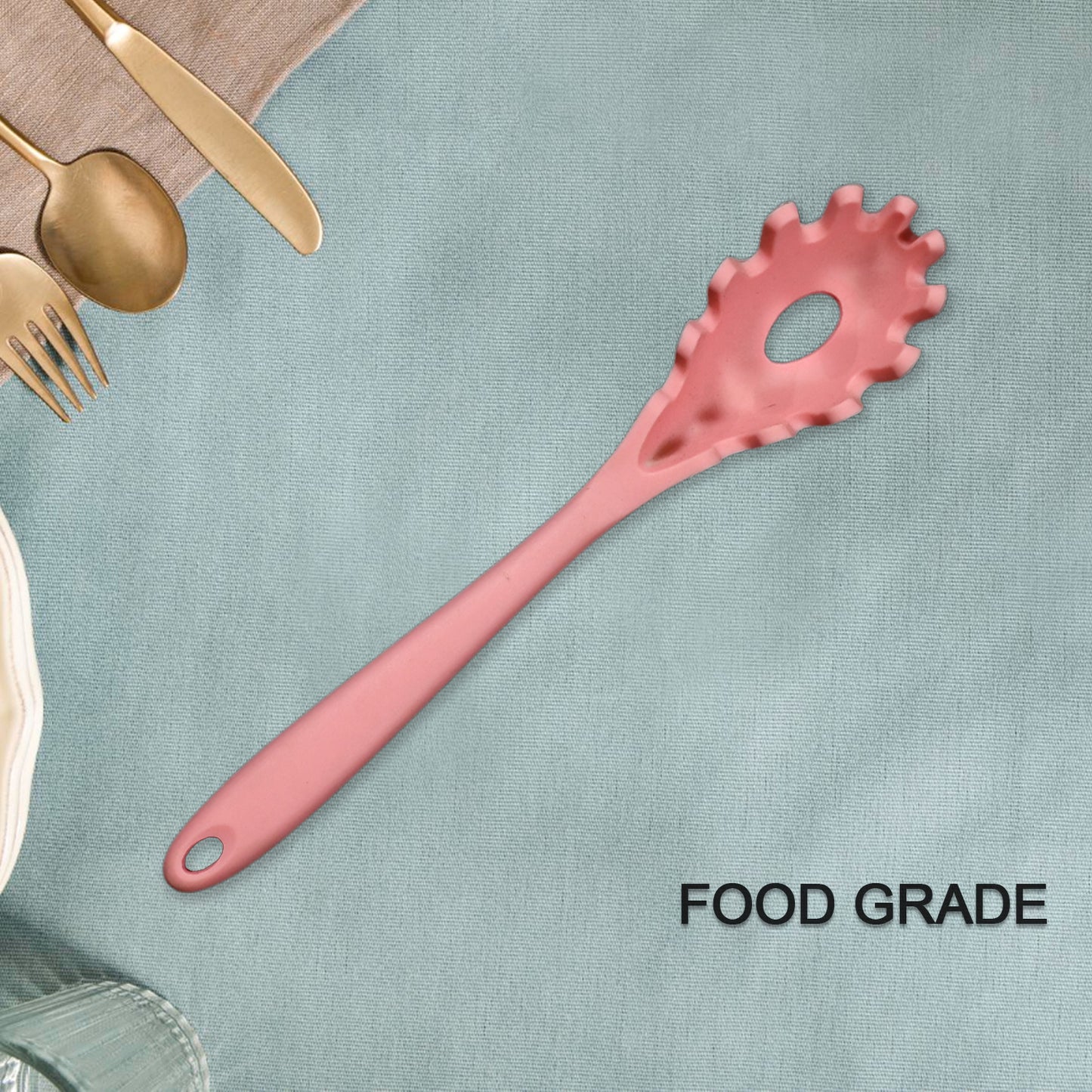 5425 Pasta Fork Silicone Cookware Spaghetti Strainer Server Spoon No Hurt The Pot High Temperature Resistant Nonslip. - Happy Price - Image 4