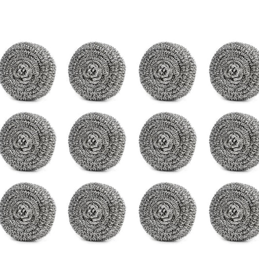 Round Shape Stainless Steel Ball Scrubber (Pack Of 12) - Happy Price - Image 1