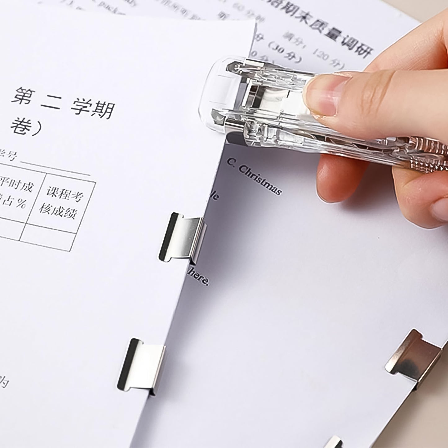 Portable Paper Clamp With 8 Pcs Clip Dispenser Handheld Paper Fast Clam (1 Set) - Happy Price - Image 6