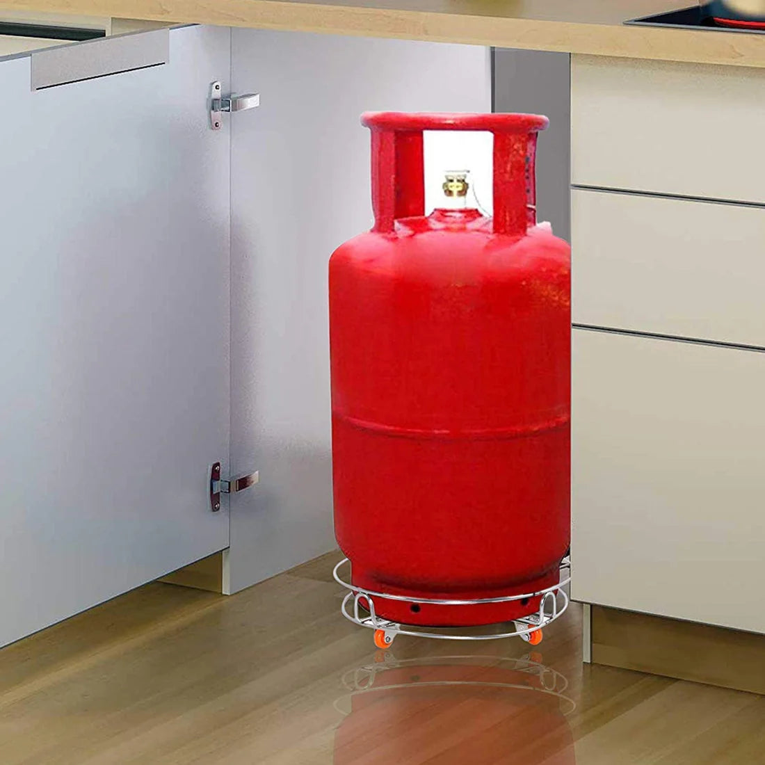 Stainless Steel Gas Cylinder Trolley With Wheels Lpg Cylinder Roller Stand Movable Trolley - Happy Price - Image 5