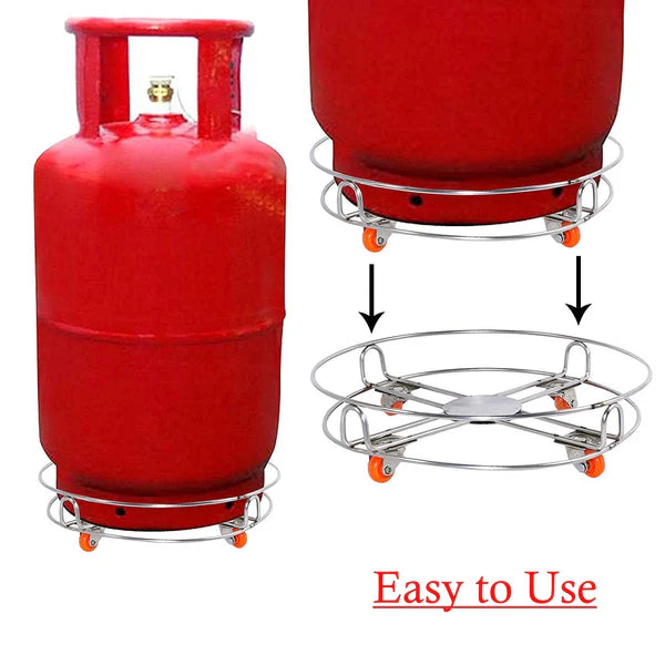 Stainless Steel Gas Cylinder Trolley With Wheels Lpg Cylinder Roller Stand Movable Trolley - Happy Price - Image 3
