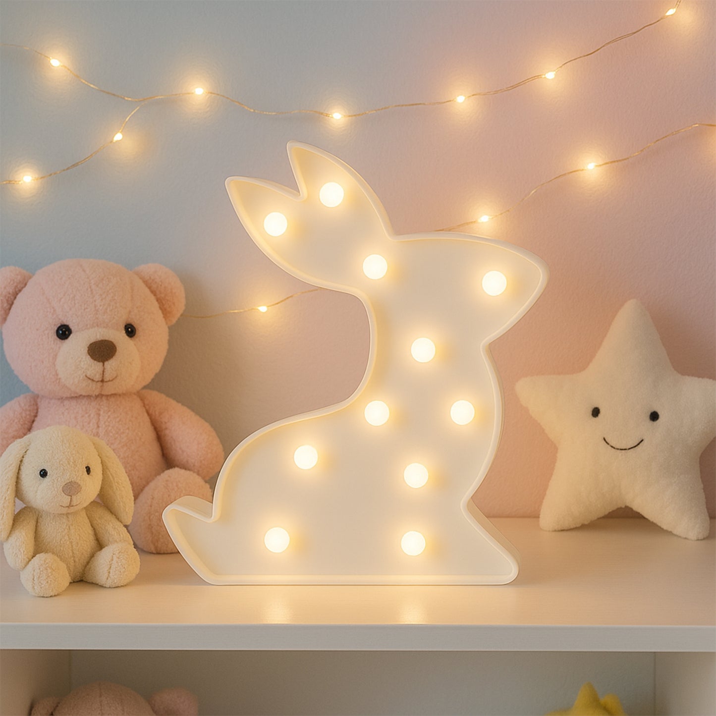 Rabbit Shaped LED Decorative Night Light (1 Pc) - Battery Operated Accent Lamp - Happy Price - Image 4