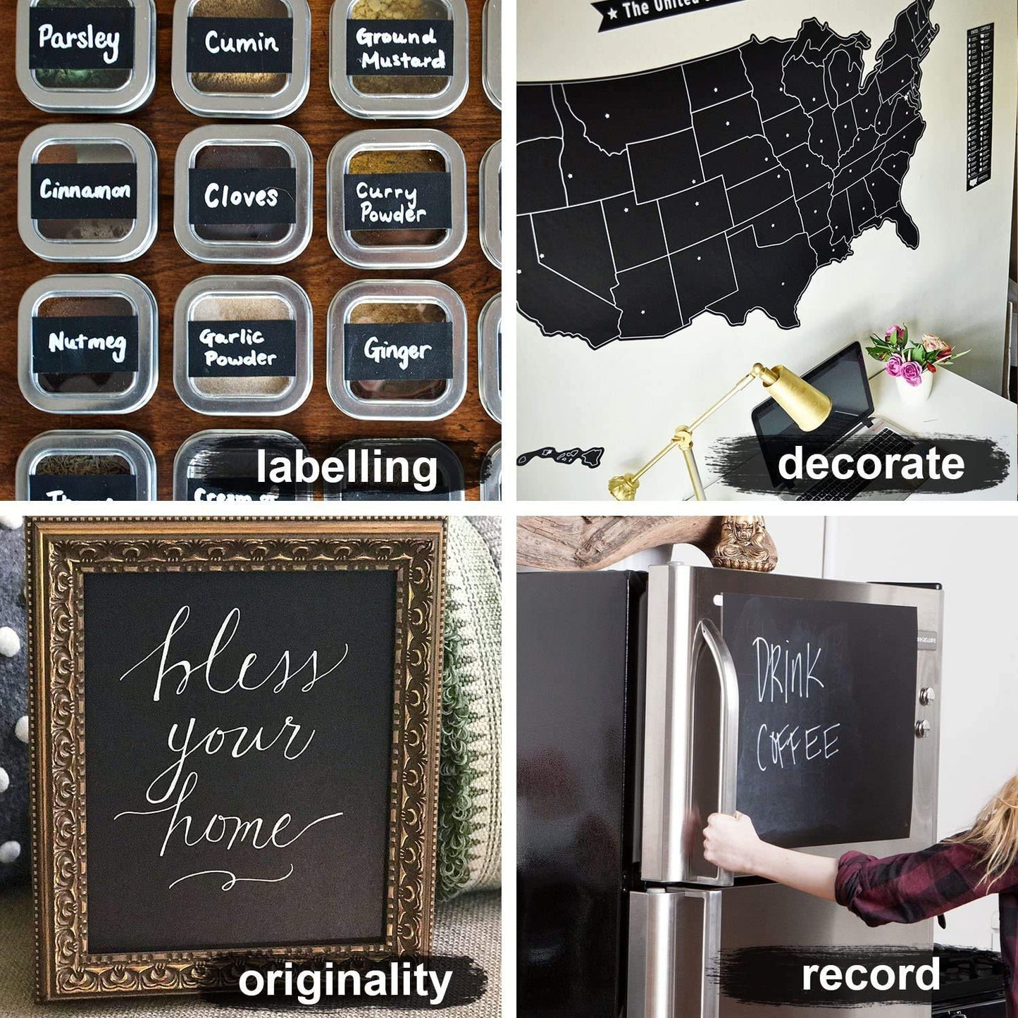 Blackboard Erasable Wall Sticker Chalkboard Sticker Removable Blackboard Wall Stickers Mural For Kids Room - Happy Price - Image 3