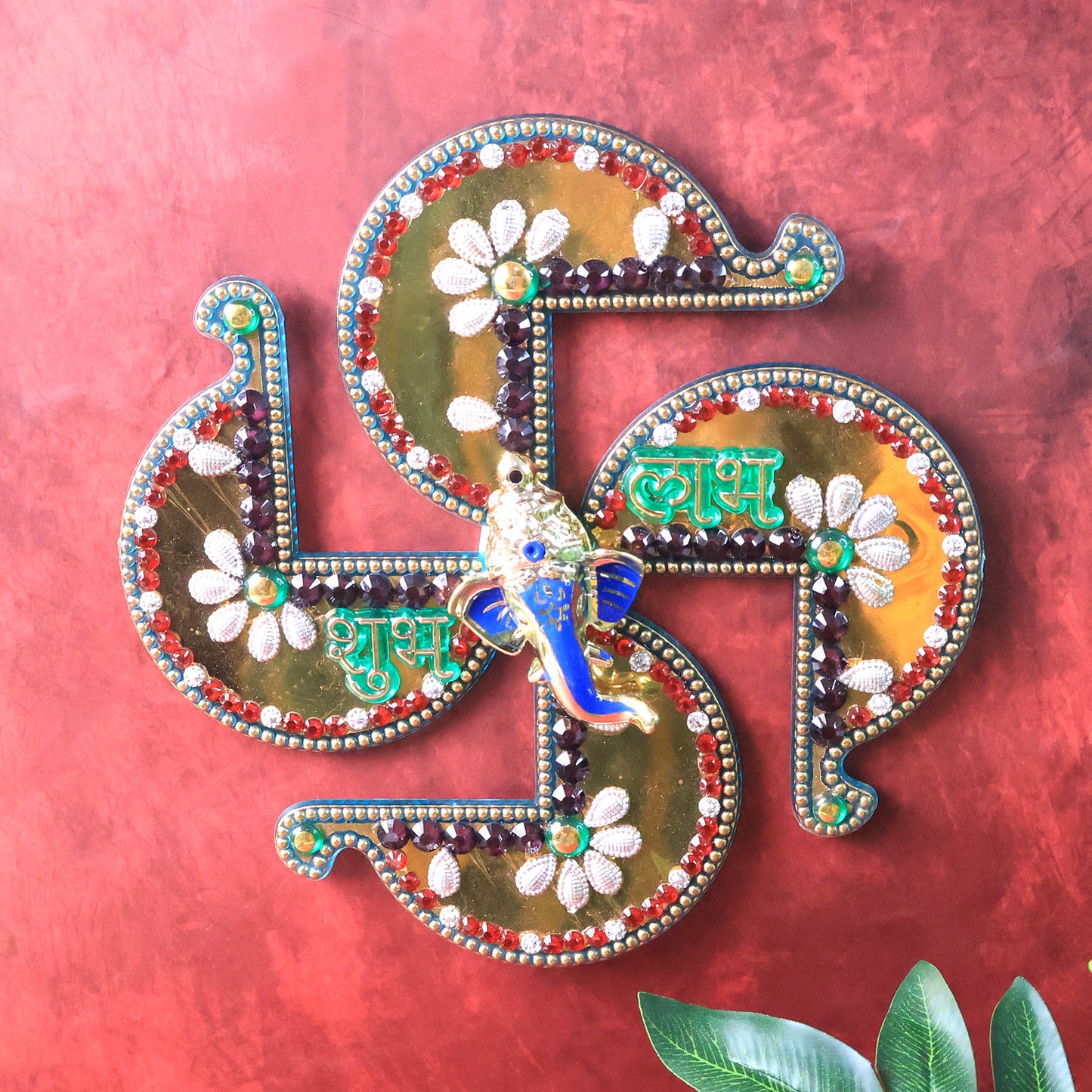 Golden Swastik Shubh Labh Wall Hanging with Lord Ganesha Idol (1 Pc) - Happy Price - Image 4