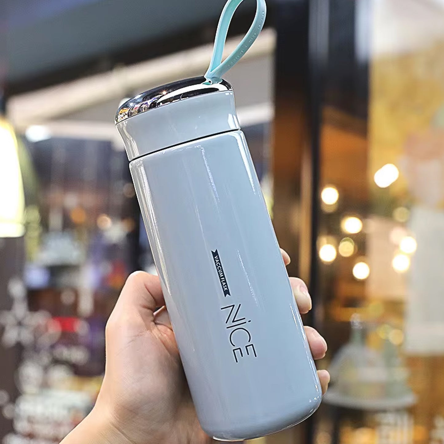 400ml Borosilicate Glass Water Bottle - Leak Proof, Light Blue (1 Pc) - Happy Price - Image 4