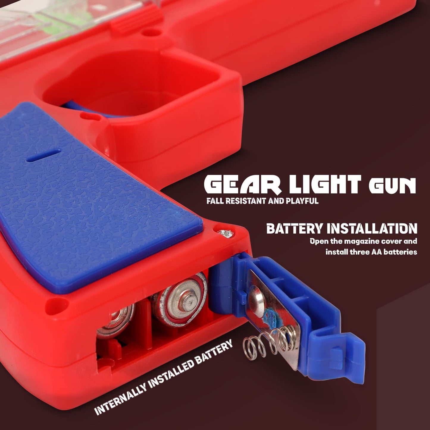 Plastic Gear Simulation Toy Gun For Kids Pretend Play Gun Toys With 3d Flashing Lights And Exciting Music Electric Laser Toy Guns With Rotating Gear Mechanism Toy For Birthday Gift For Kids 3+ Years (Pack Of 1) - Happy Price - Image 5