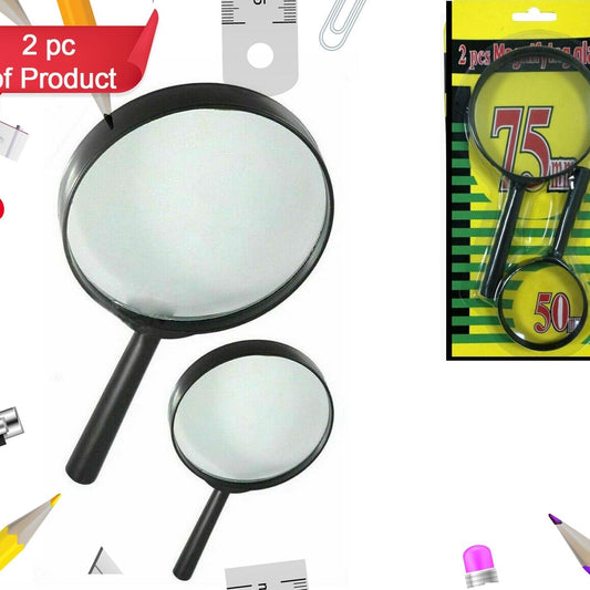 Magnifying Glass Lens - Reading Aid Made Of Glass - Real Glass Magnifying Glass That Can Be Used On Both Sides - Glass Breakage-proof Magnifying Glass Protect Eyes 75mm  50mm (2pc Set) - Happy Price - Image 1