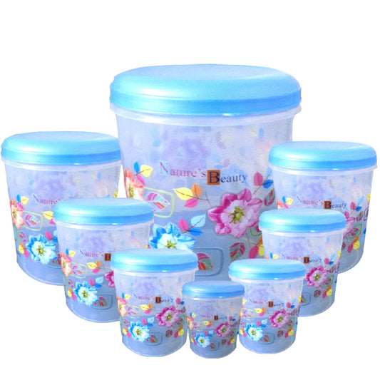 Air Tight Plastic Transparent Container Set (10000ml 7000ml 5000ml 3000ml 2000ml 1000ml 750ml 500ml) - Happy Price - Image 1