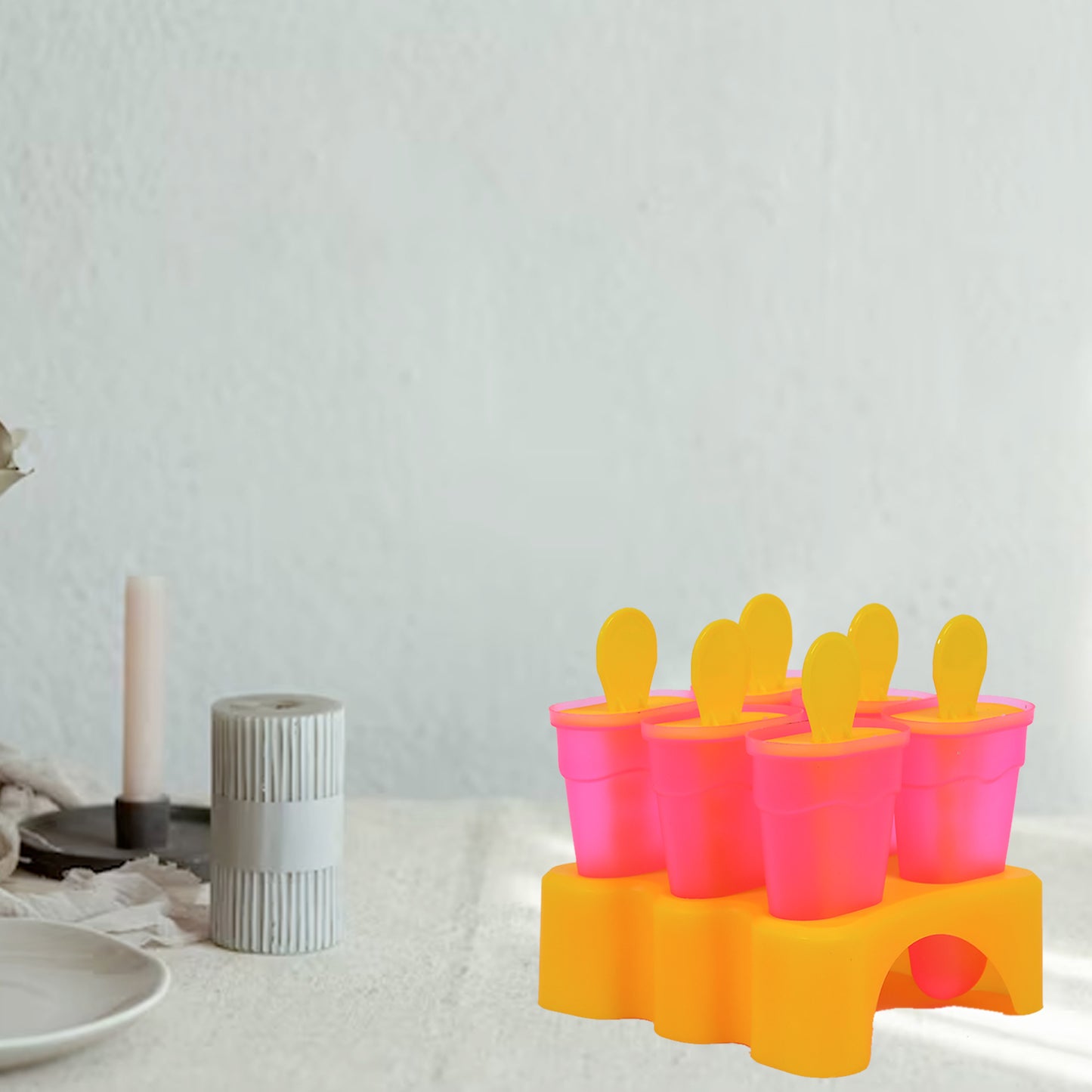 Kulfi Maker Moulds Set Plastic Homemade Kulfi Mould 6pcs Set For Freezer Use - Happy Price - Image 4
