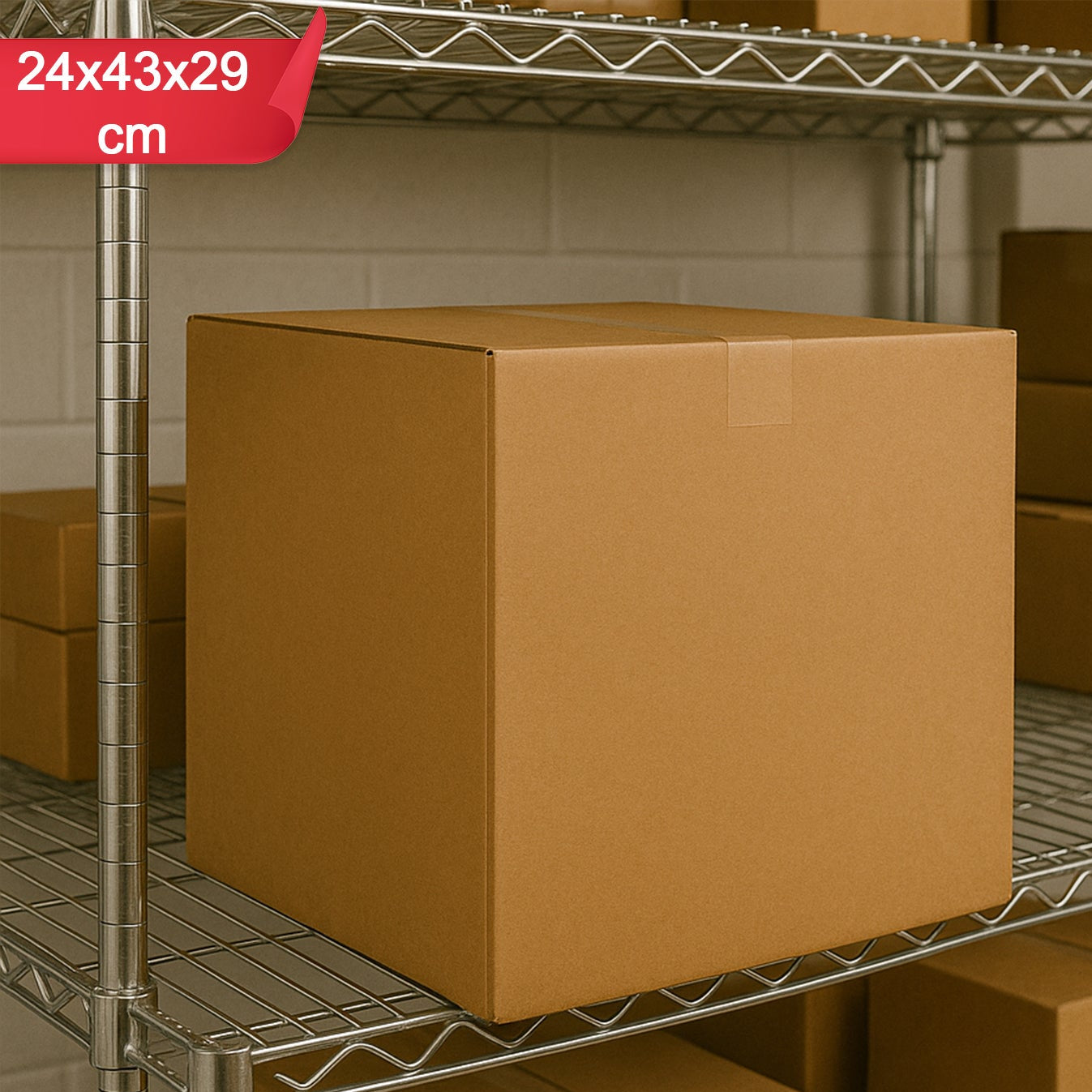 Heavy-Duty Corrugated Box for Packaging & Shipping - 24x43x29 cm, 1 Pc