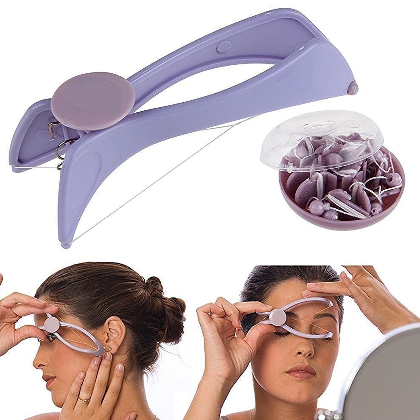 Slique Painless Eyebrow Upper Lips Face And Body Hair Removal Threading Manual Tweezer Machine Shaver System Kit - Happy Price - Image 4
