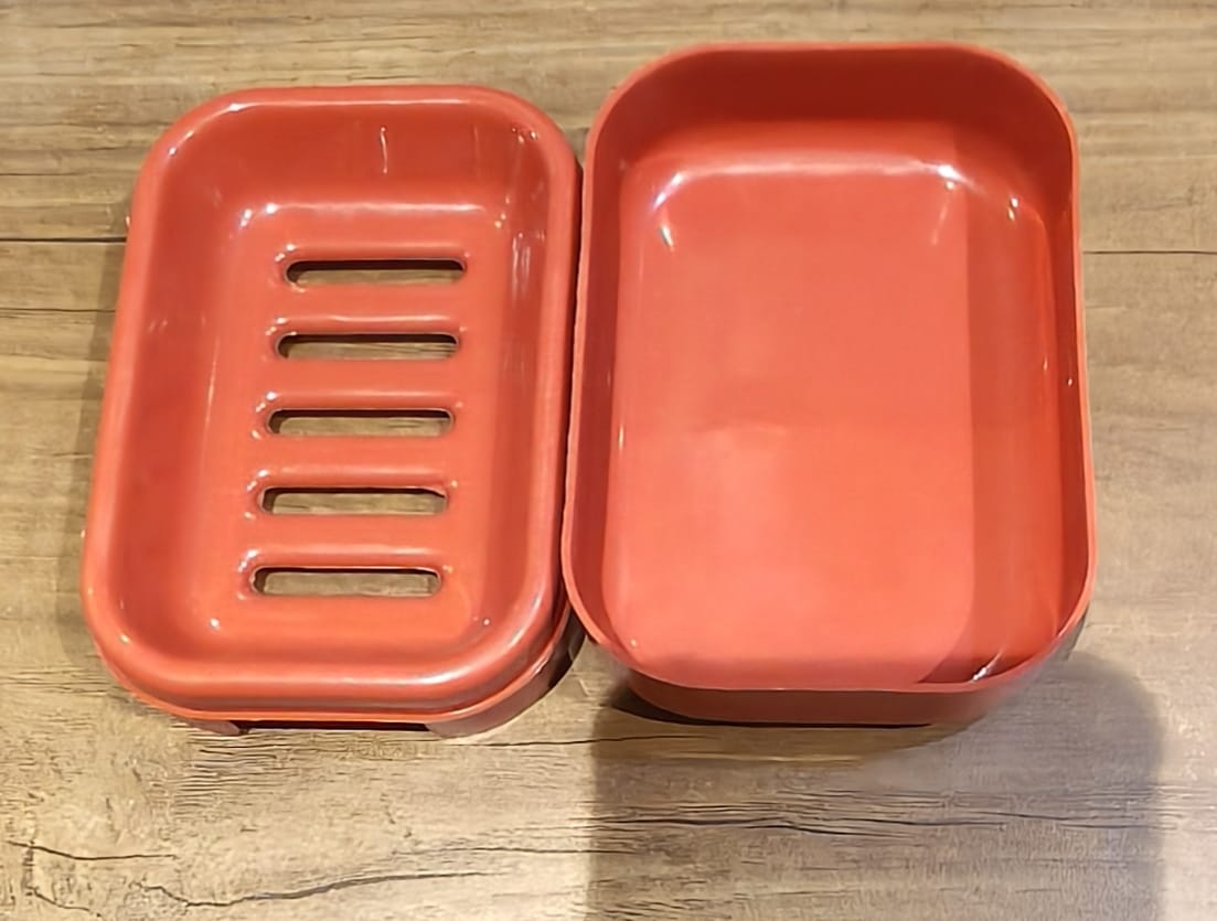 Premium Quality Rectangular Brick Red Plastic Soap Case (1 Pc) - Happy Price - Image 7