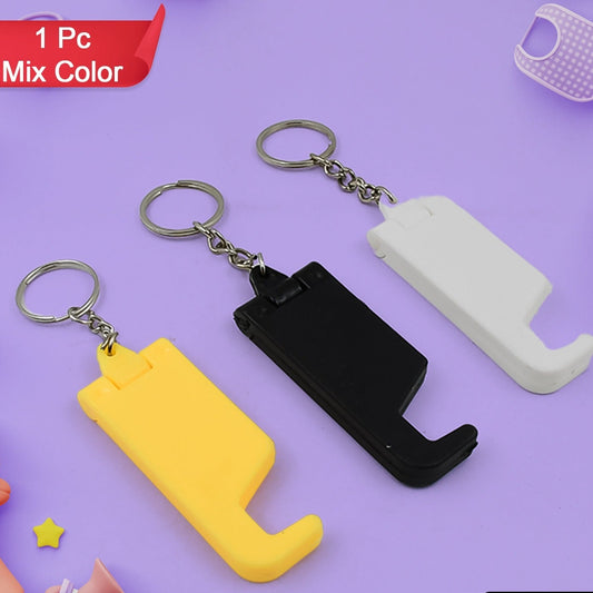 2 In 1 Plastic Keychain With Mobile Stand  Phone Holder (1 Pc  Multicolor) - Happy Price - Image 1
