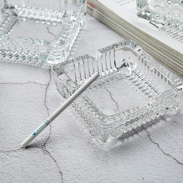 Square Glass Misti Crystal Quality Cigar Cigarette Ashtray Round Tabletop For Home Office Indoor Outdoor Home Decor - Happy Price - Image 2