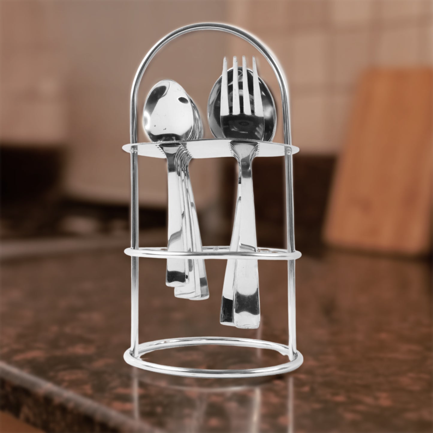 16 Piece Stainless Steel Cutlery Set with Stand - Happy Price - Image 3