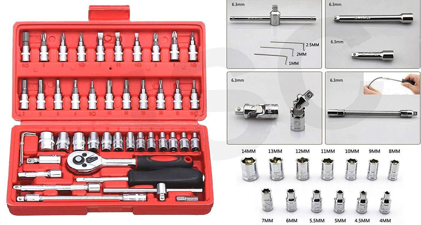 Socket 14 Inch Combination Repair Tool Kit (Red 46 Pcs) - Happy Price - Image 1