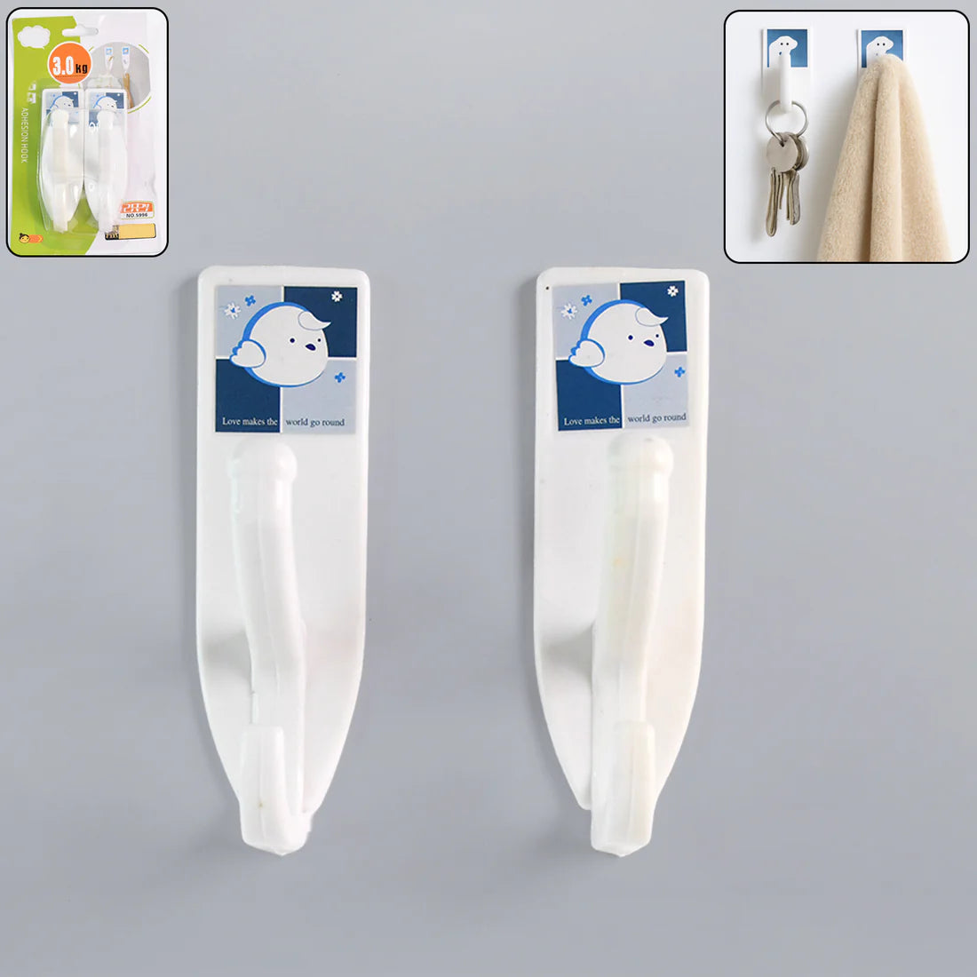 Multipurpose Strong Hook Self-adhesive Hooks For Wall Heavy Plastic Hook Sticky Hook Household For Home  Decorative Hooks Bathroom  All Type Wall Use Hook  Suitable For Bathroom Kitchen Office - Happy Price - Image 1