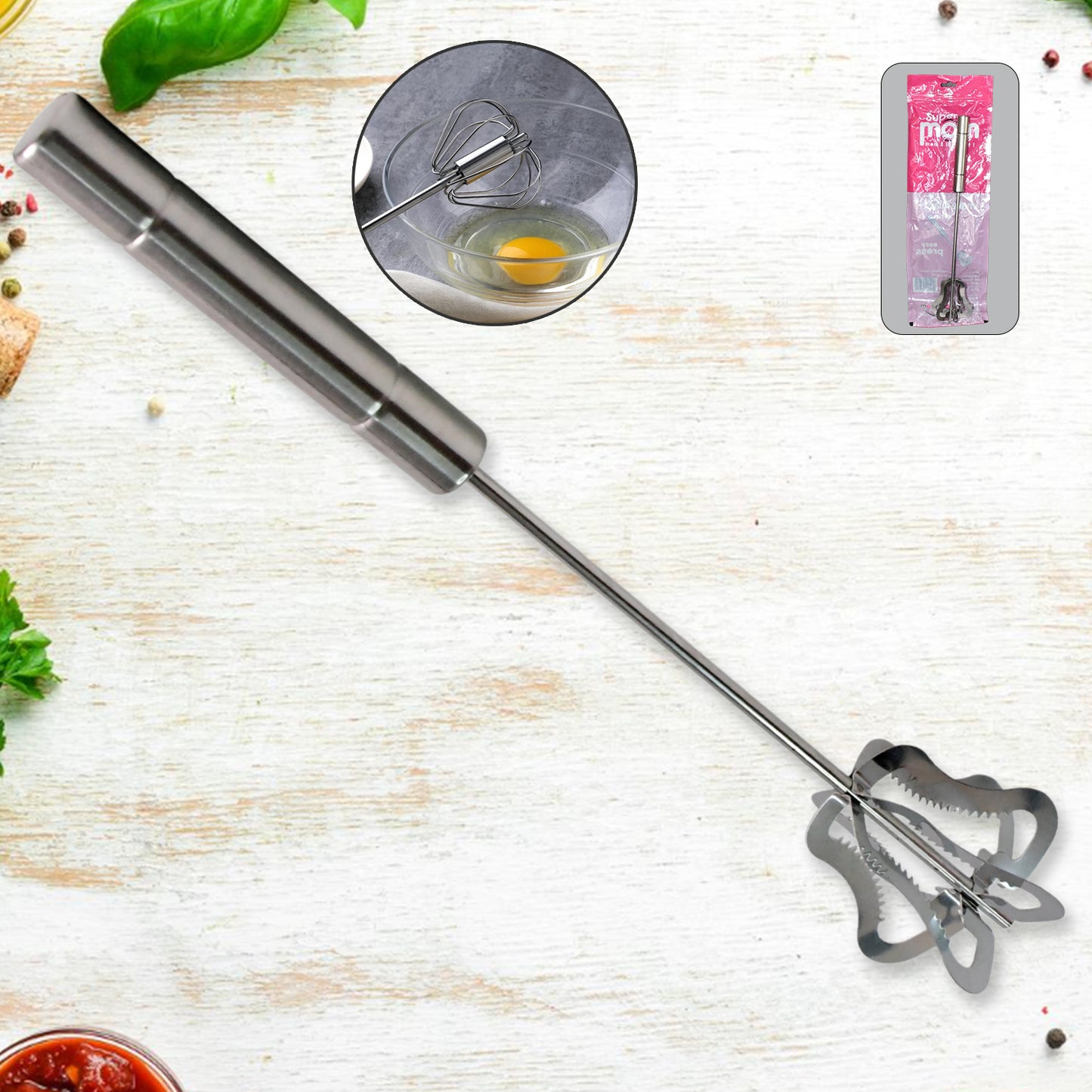 Handy Stainless Steel Manual Churner for Lassi, Buttermilk & Eggs - Happy Price - Image 6