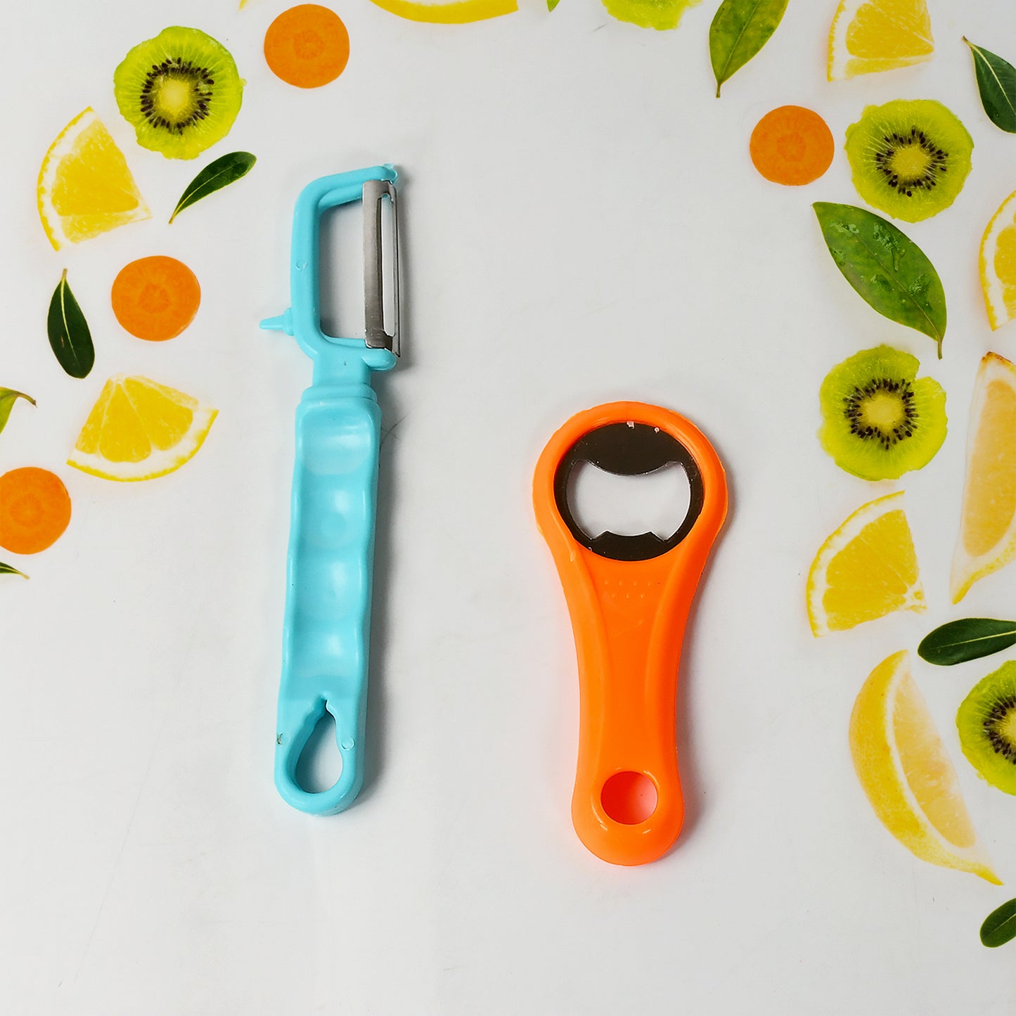 Vegetable Fruit Peelers Slicer  Bottle Opener Kitchen Peeler For Veggie Fruit Potato Carrot Bottle Opener With Plastic Handle Bottle Openers Wine Bottle Opener Cold Drink Bottle Opener (2pc) - Happy Price - Image 2