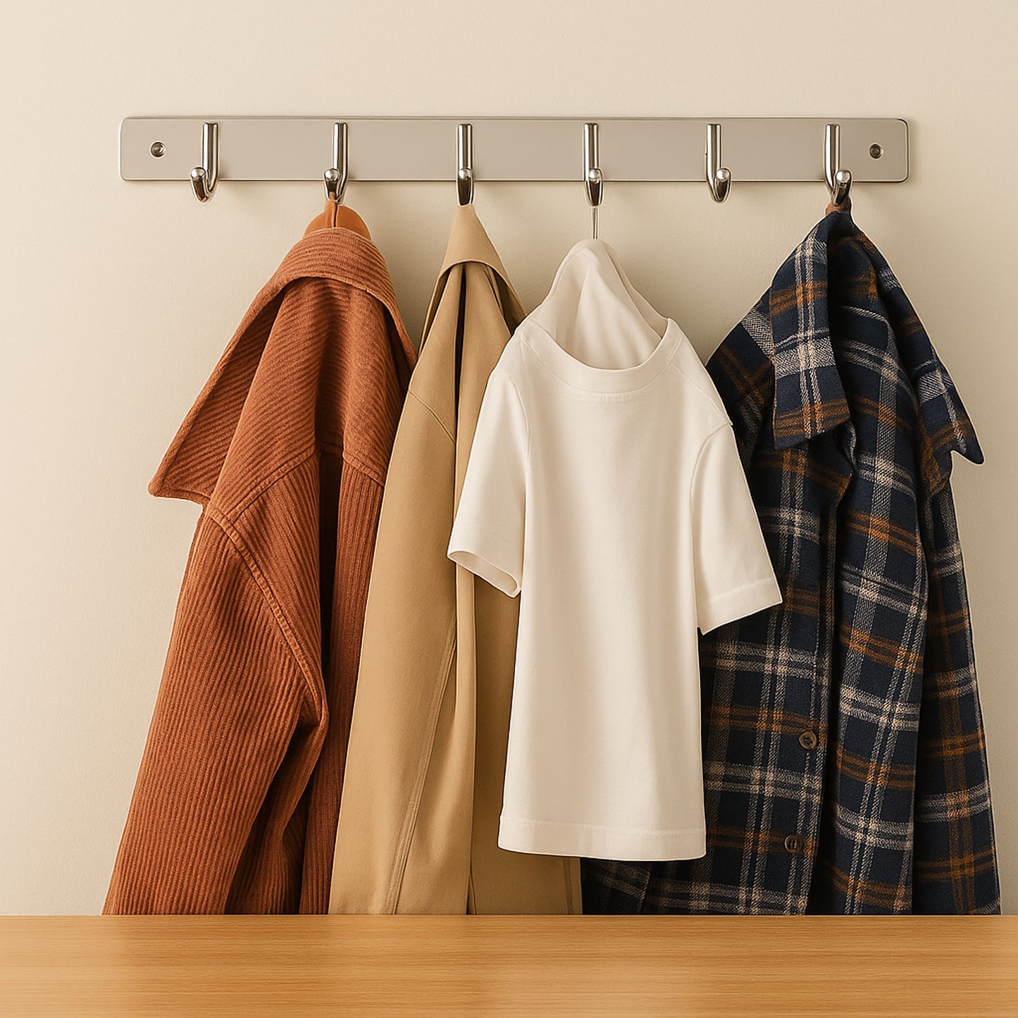 Stainless Steel Wall Mounted Coat 6 Hook Rack (32x3  1pc) - Happy Price - Image 5