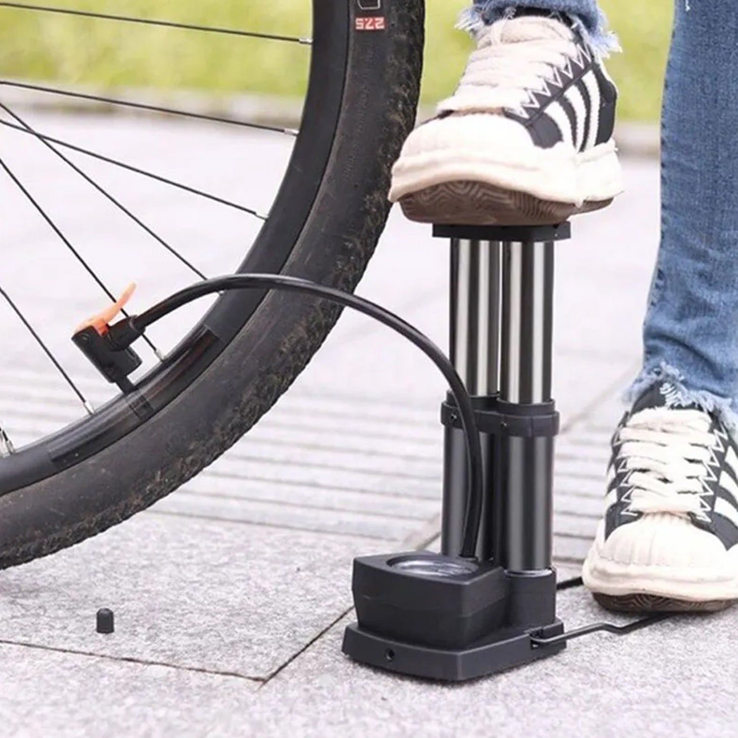 Foot  Portable  High Pressure Double-cylinder Air Pump (1 Pc) - Happy Price - Image 5