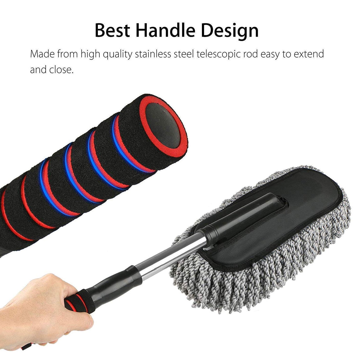 Car Duster Long Retractablesoftnon-sliphandle Multipurpose Microfiber Wash Brush Vehicle Interior And Exterior Cleaning Kit With For Car Boats Or Home - Happy Price - Image 6