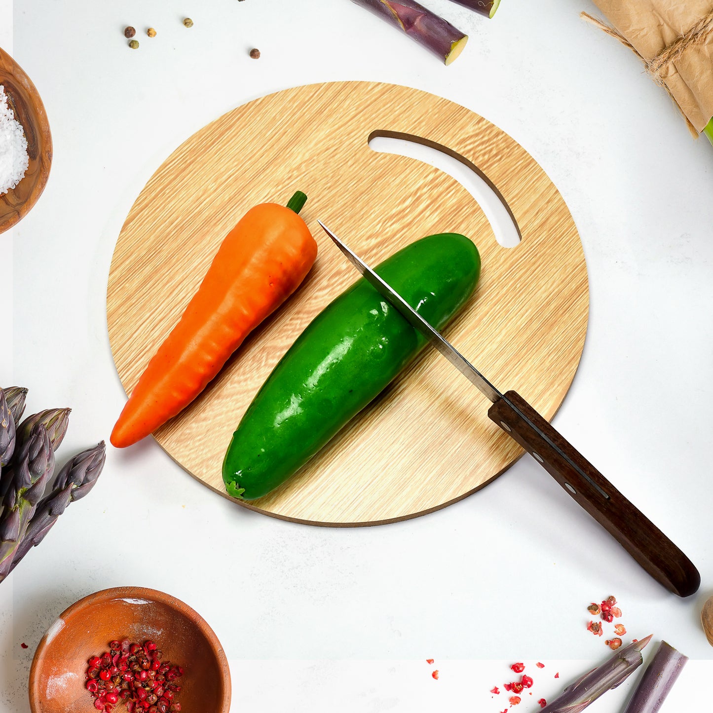 Wooden Round Chopping Board  For Chopping Fruit  Vegetable - Happy Price - Image 3