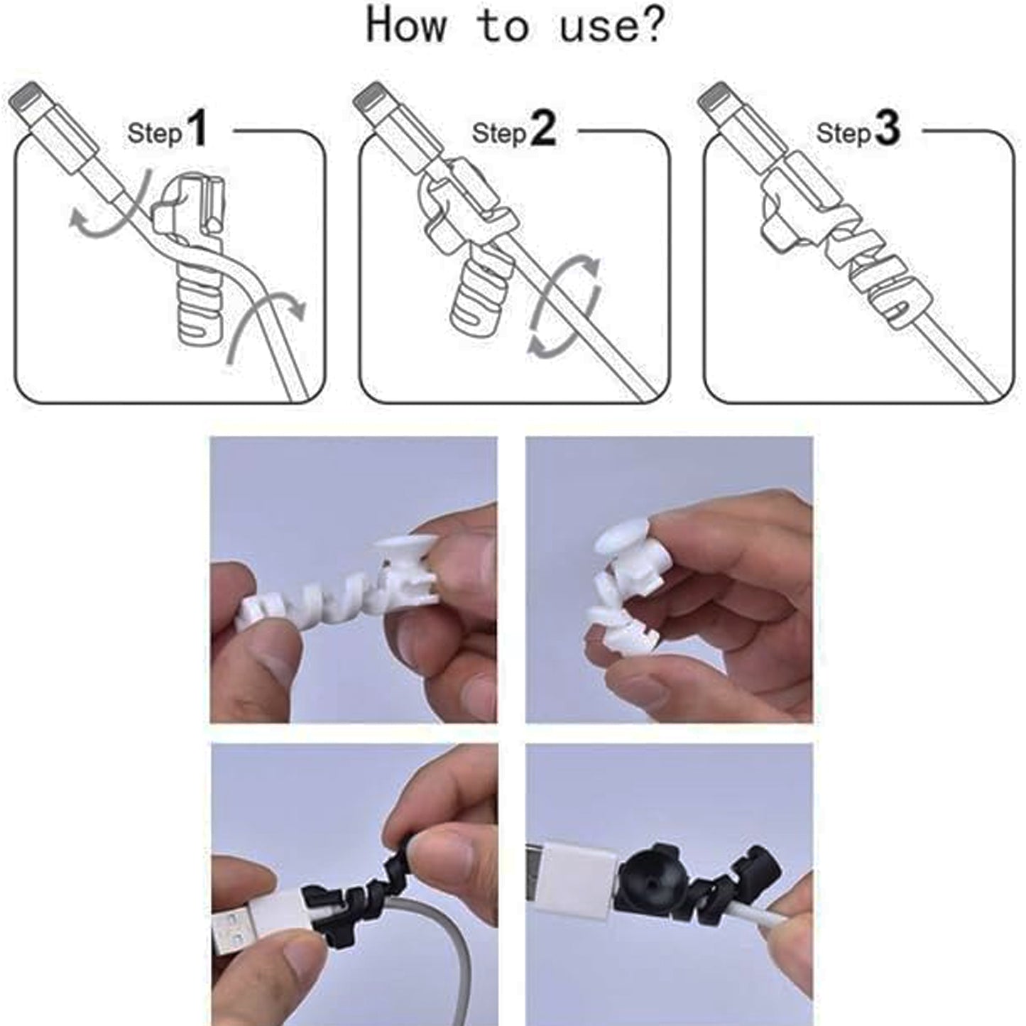 Cable Cord Protector Saver With Suction End (Suction Winder  4 Pcs Set) - Happy Price - Image 6