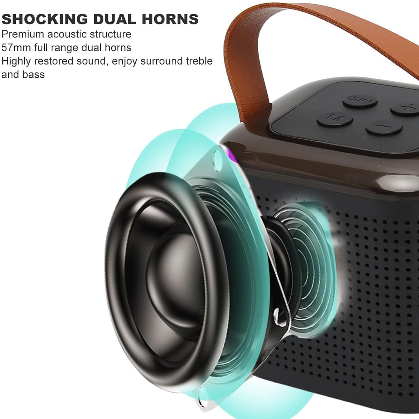 Wireless Speaker Microphone Set Rgb Light Support Memory Card Portablekaraoke Machine Perfect  For Travel Tv - Happy Price - Image 4
