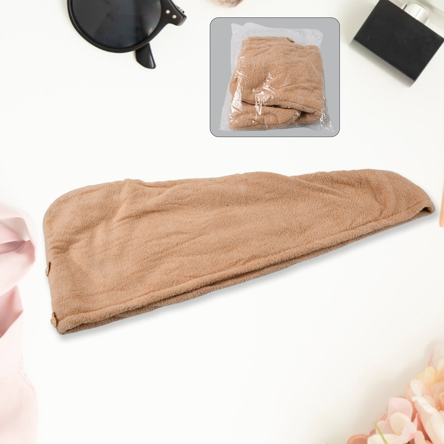 Microfiber Hair Wrap Towel Cap Quick Turban Hair-drying Absorbent Microfiber Towel  Dry Shower Caps (1 Pc) - Happy Price - Image 3