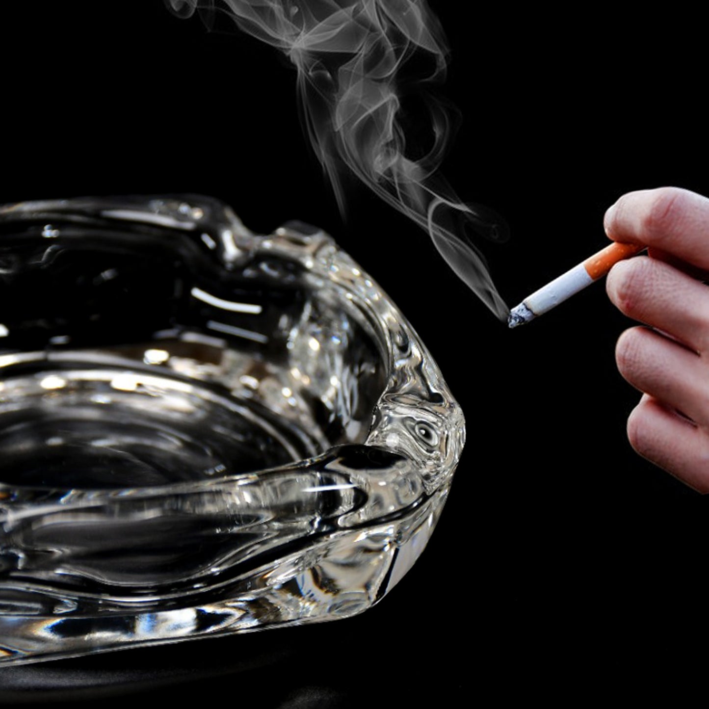 Glass Brunswick Crystal Quality Cigar Cigarette Ashtray Round Tabletop For Home Office Indoor Outdoor Home Decor - Happy Price - Image 4