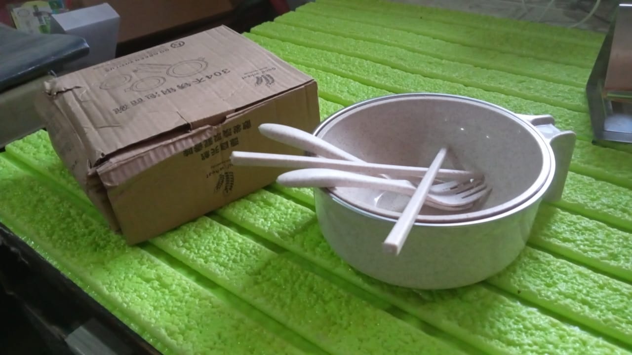 Rice Bowl Noodle 1 Bowl With 1 Lid And Handle Wheat Straw Noodle Bowls With Wheat Straw 1 Fork 2 Chopsticks 1 Spoon For Soup Salad Cooker Snack Set (6 Pcs Set) - Happy Price - Image 7