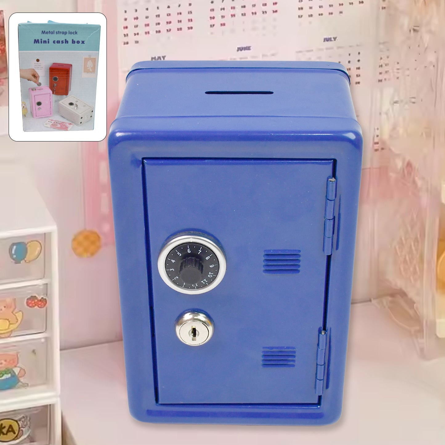 Mini Metal Cash Box Safe Creative Piggy Bank With 2 Key (1 Pc) - Happy Price - Image 2