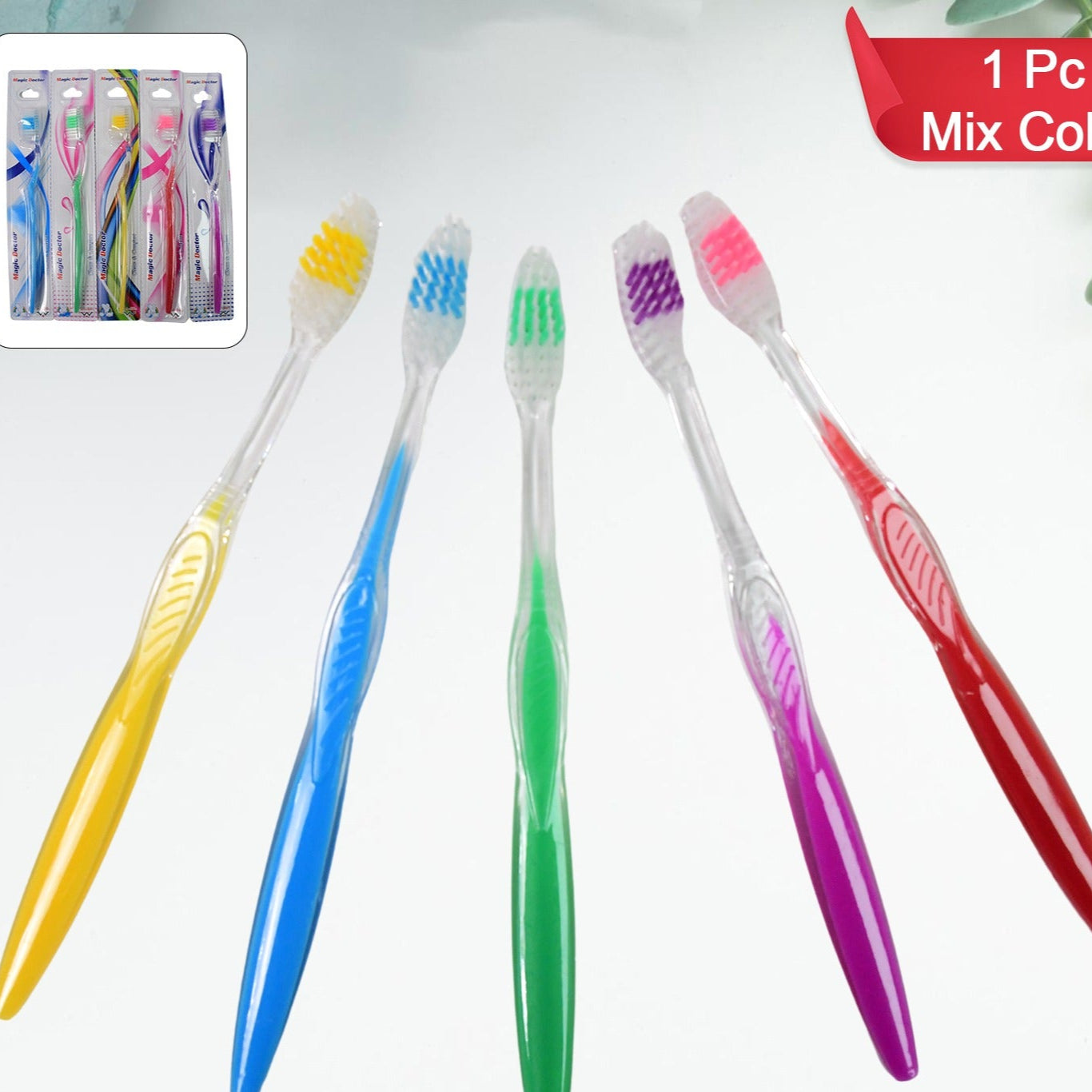 Premium Plastic Toothbrush (1 Pc  Mix Color) - Happy Price - Image 1