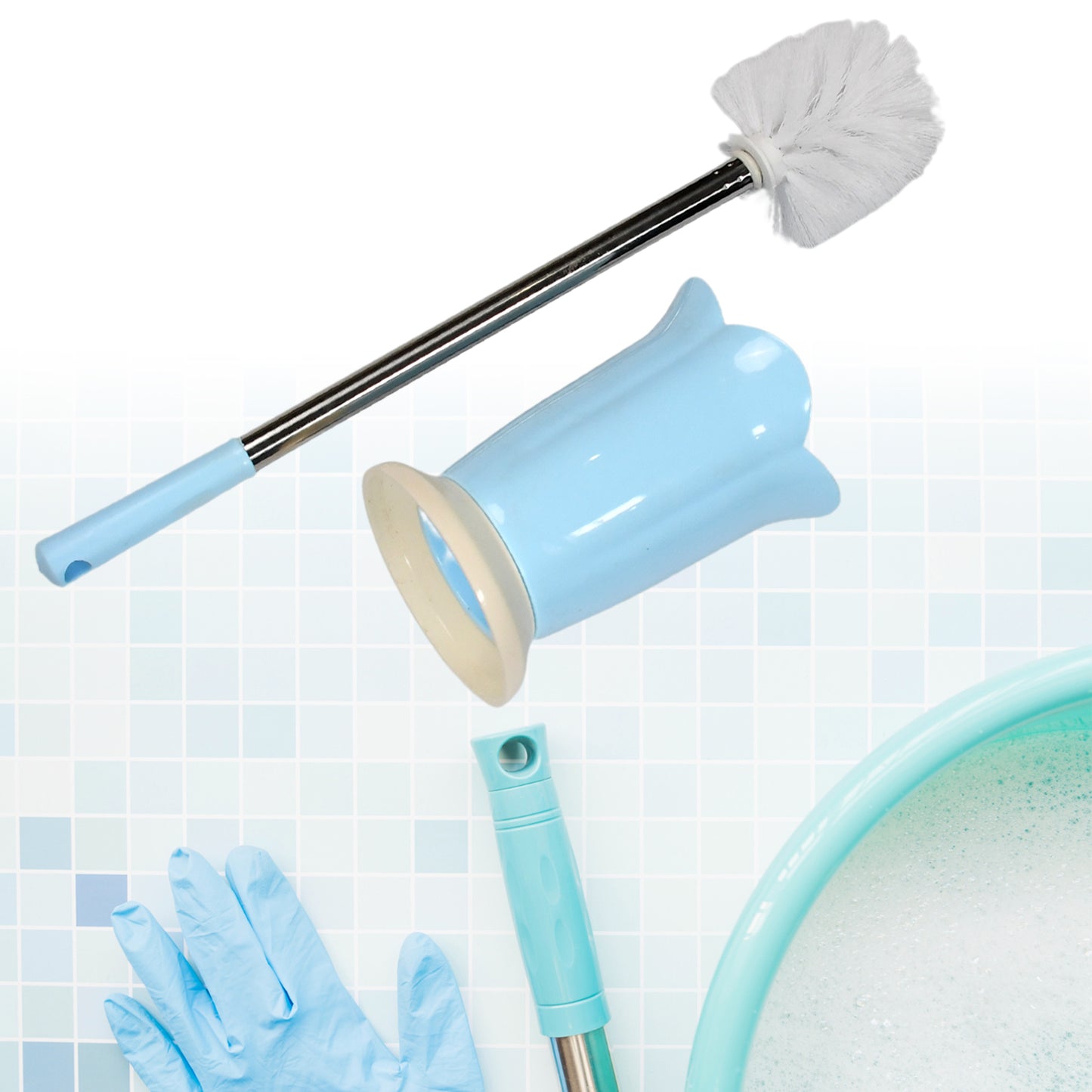 Premium Toilet Plastic Brush With Holder Stand Western And Indian Toilet Bathroom Cleaning - Happy Price - Image 4